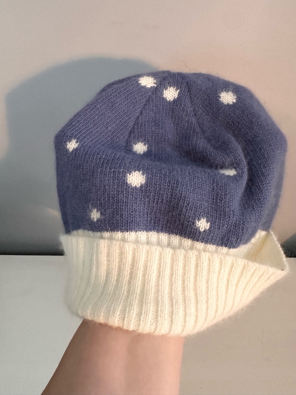 LL Bean - Women’s, Hat, Beanie, Toque, Angora Rabbit Hair, Lambswool, Polka Dot